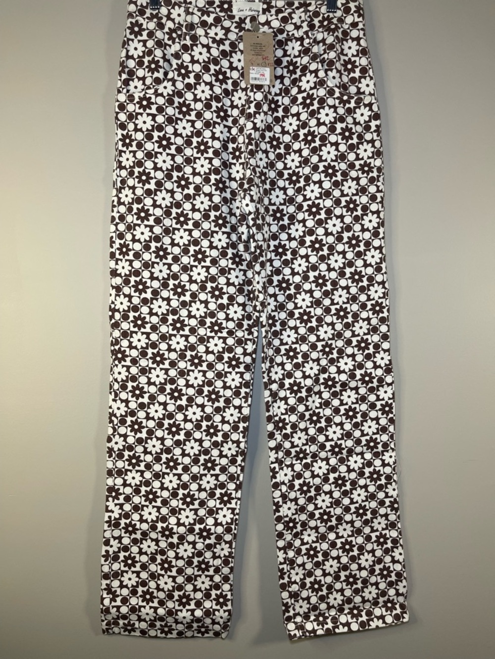 Love + Harmony Brown Floral Wide Leg Jeans